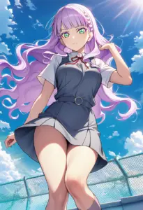 屋上にいる夏服姿のウィーン・マルガレーテ