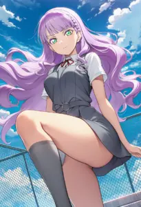 屋上にいる夏服姿のウィーン・マルガレーテ