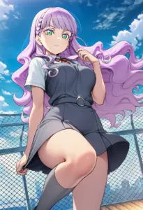 屋上にいる夏服姿のウィーン・マルガレーテ