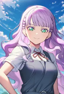 屋上にいる夏服姿のウィーン・マルガレーテ、バストアップ