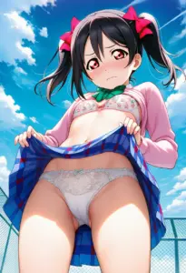 屋上で下着を露出させられる夏服姿の矢澤にこ