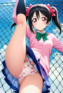 屋上にいる夏服姿の矢澤にこのパンチラ