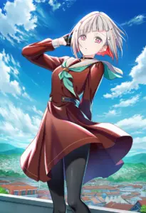 屋上にいる冬服姿の夕霧綴理