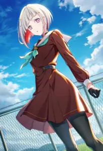 屋上にいる冬服姿の夕霧綴理