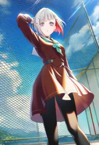 屋上にいる冬服姿の夕霧綴理