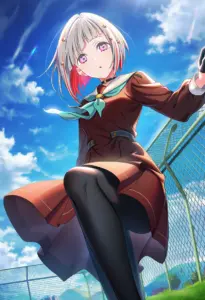 屋上にいる冬服姿の夕霧綴理